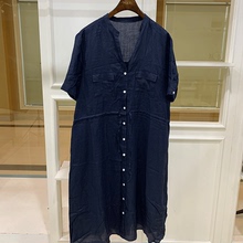 2020夏季新款XY遐逸女装休闲简约清新自然藏青色长款连衣裙套装