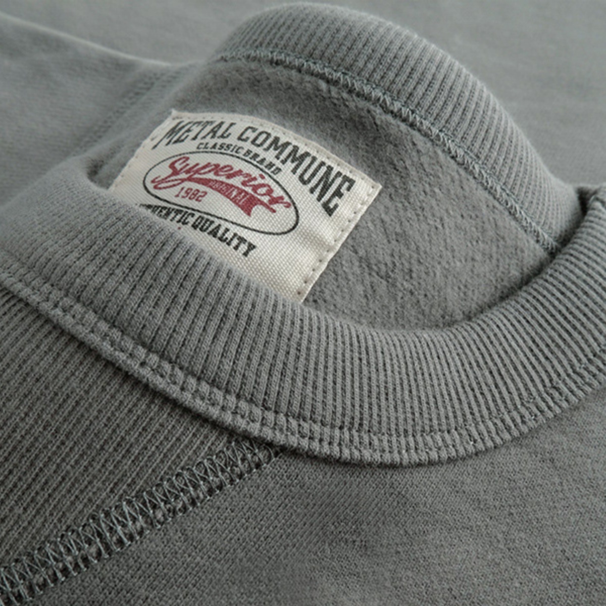 Mostarsea~470g重磅复古纯棉秋冬款卫衣男士加绒宽松圆领纯色长袖