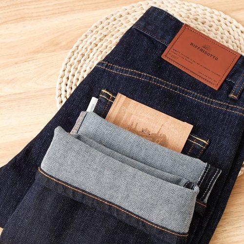 Mostarsea~丹宁原色直筒牛仔裤深蓝柔软弹力垂感水洗复古休闲裤子