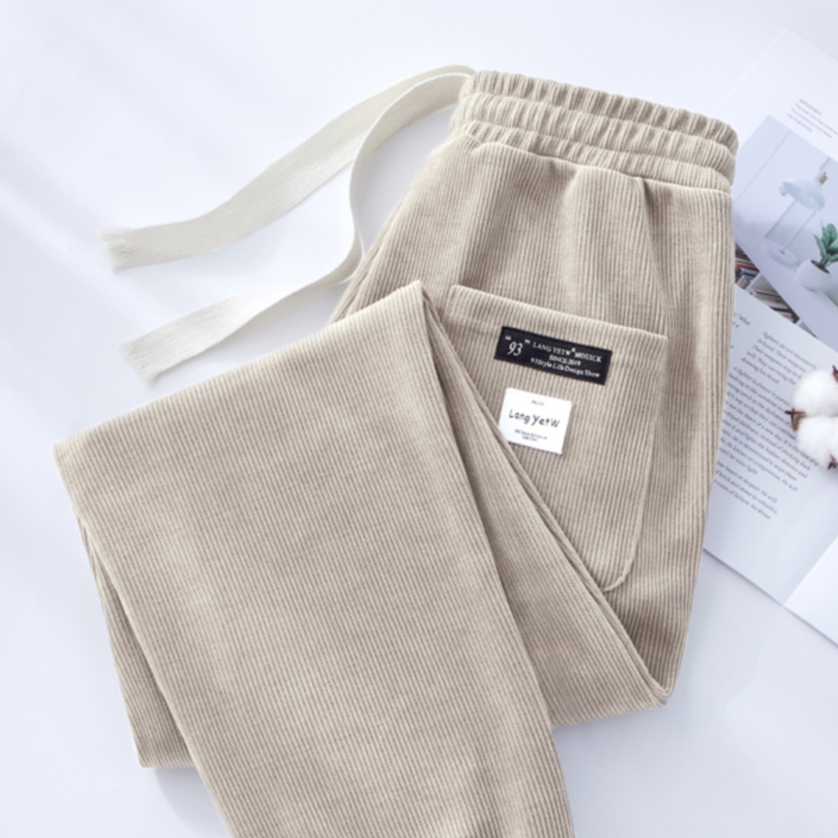 Mostarsea~400G重磅雪尼尔宽松休闲裤男束脚运动长裤青年收口卫裤