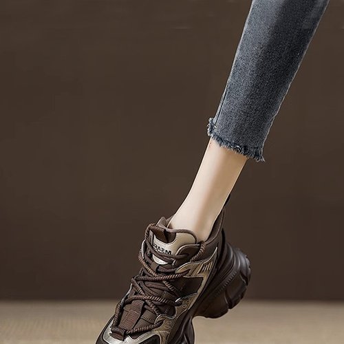 【lulucozy】一眼爱上~加绒高帮时尚休闲老爹鞋头层牛舒适女鞋