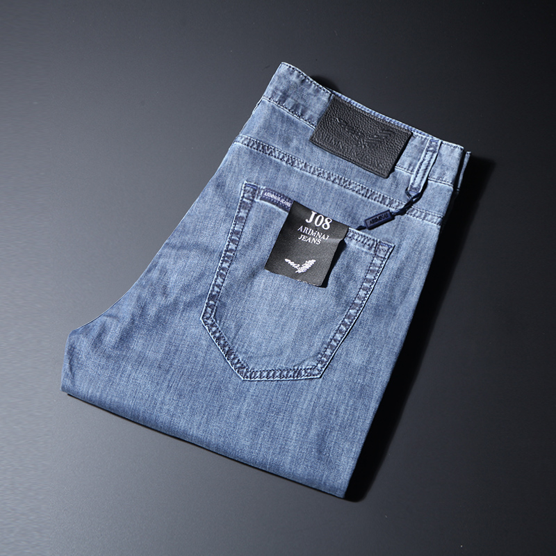 MAROLIO~穿出细腻质感!夏秋季高档竹纤维直筒宽松水洗牛仔裤男士