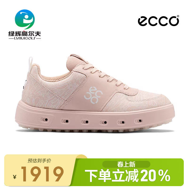 ECCO爱步高尔夫球鞋女士 街头720 防水透气牛皮休闲golf无钉女鞋