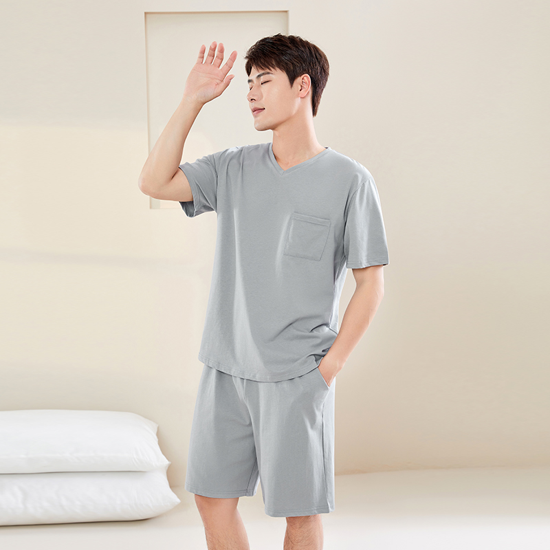 纤丝鸟全棉家居服男士睡衣套装