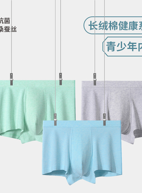 （3条装）桑蚕丝抑菌裆色纺长绒棉健康舒适青少年平角裤AL-ZC2103
