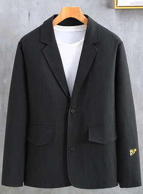 360斤特大码休闲西服男士春秋外套加肥胖子宽松黑色西装商务百搭