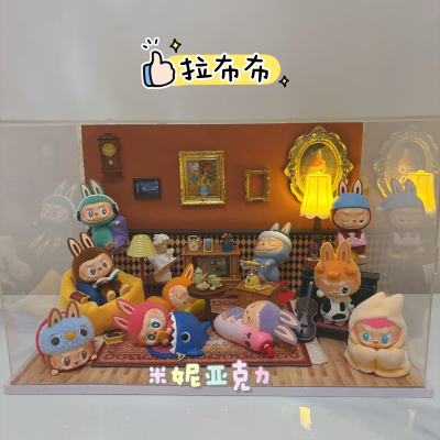 泡泡玛特盲盒造景labubu凌晨一点