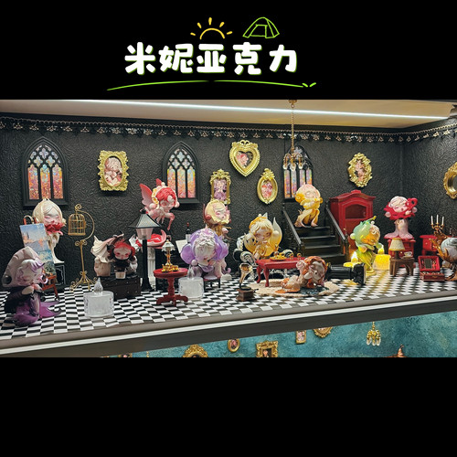 泡泡玛特盲盒造景sp花的四幕戏复古微缩场手办装饰配件玄关柜布置