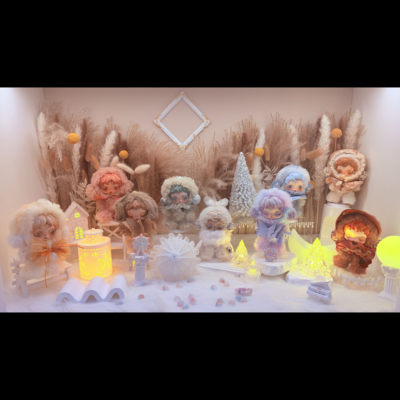 玄关布置展示柜小摆件手办盲盒造景泡泡玛特sp光织园场景道具收纳