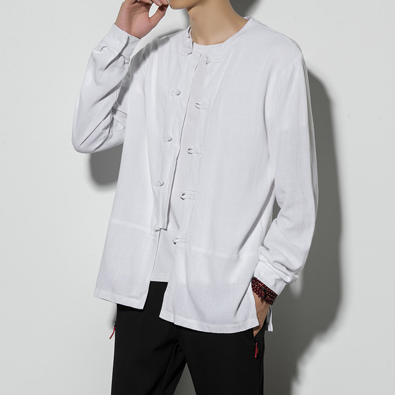 2021风秋冬新款男棉麻纯色长袖休闲衬衣QT4003-NB32,男装衬衫,星座815（原A203）