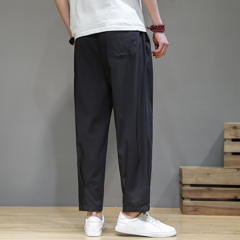 2021夏季中国风冰丝宽松休闲裤男灰墙QT4003-NB18p50,男装休闲裤,星座815（原A203）