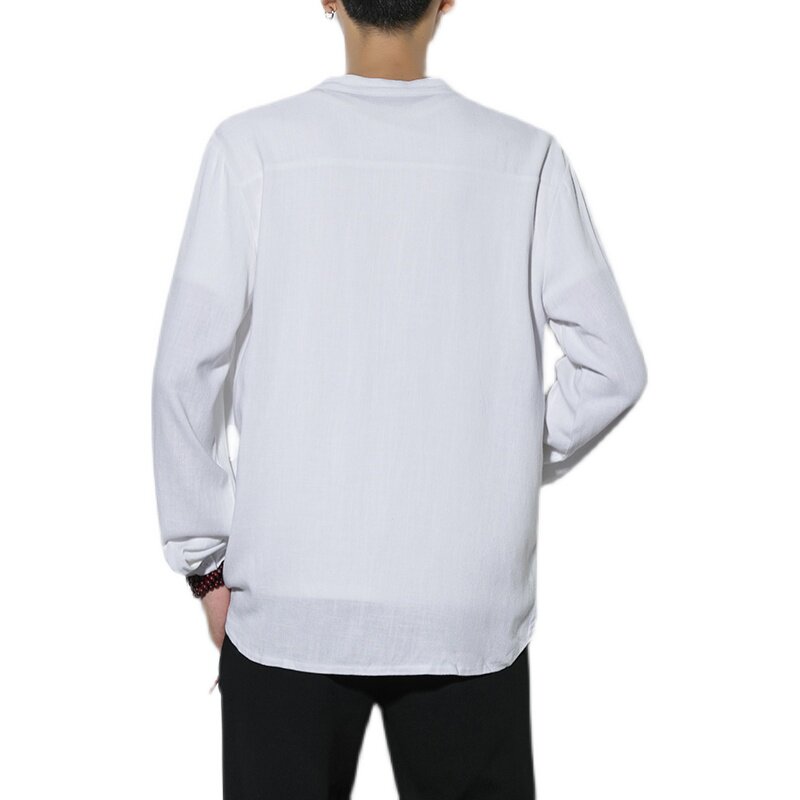 2021风秋冬新款男棉麻纯色暗门襟长袖休闲衬衣QT4003-NB33,男装衬衫,星座815（原A203）