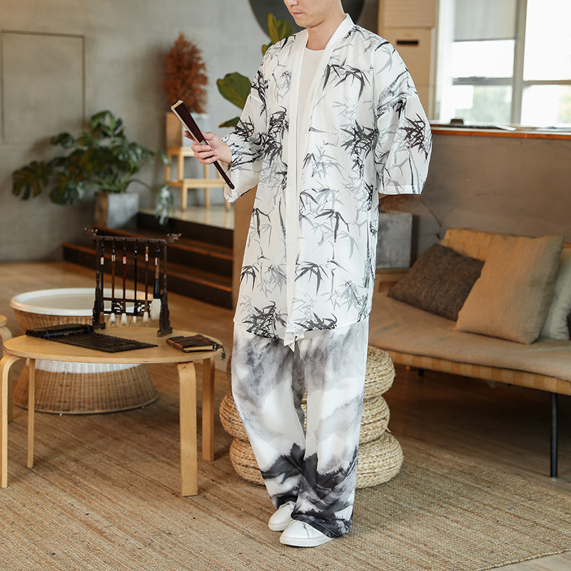 中国风夏季冰丝中长款防晒衣套装男QT4003-TZ68p120,男装休闲套装,星座815（原A203）