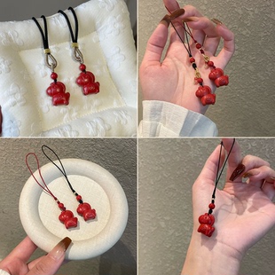 马到成功天然朱砂马年吊坠挂件手机挂男女款 本命年护身符项链挂饰