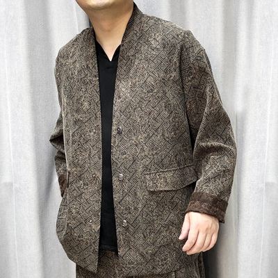 香云纱桑蚕丝男装道袍外套