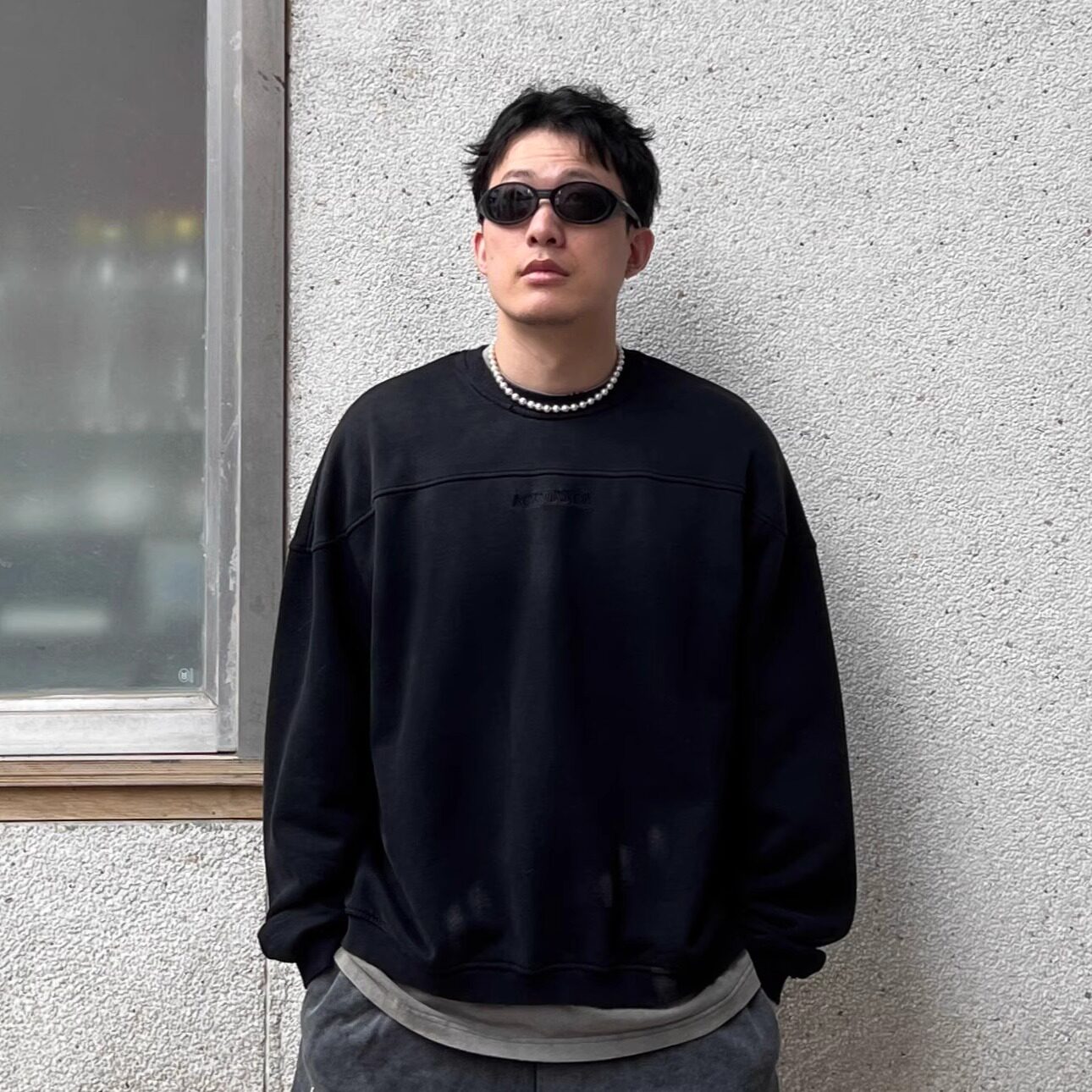 最后库存 ACKMANCA 400g立体剪裁短宽做旧水洗卫衣