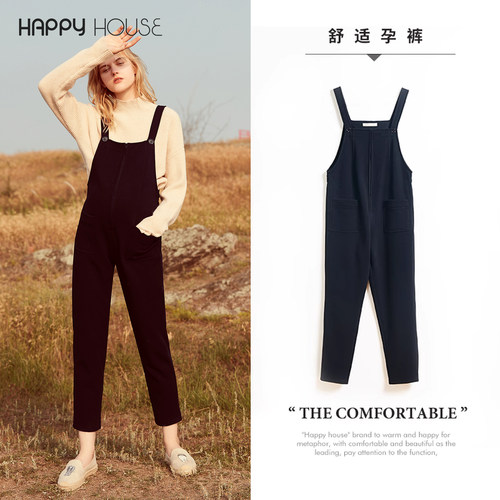 快乐屋冬装新款显瘦孕妇背带裤