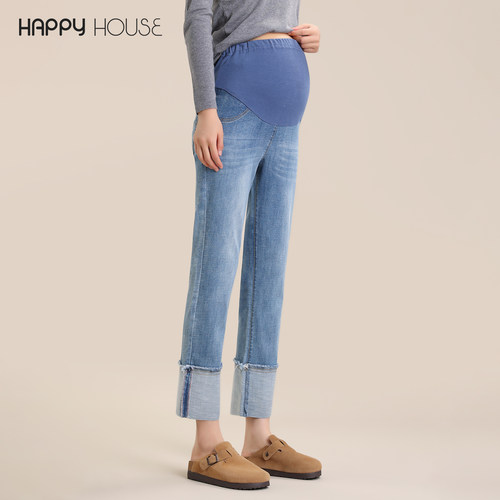 快乐屋孕妇直筒裤牛仔裤