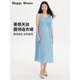 快乐屋雾感时尚 外穿孕妇裙赫本风连衣裙 飘带孕妇连衣裙夏2026新款