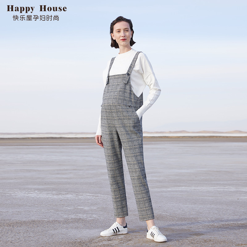 快乐屋孕妇春装2026新款时尚春季孕妇背带裤复古格子裤子潮妈长裤,孕妇装/孕产妇用品/营养,孕妇背带裤,淘宝优惠券,粉丝福利购,淘宝优惠卷