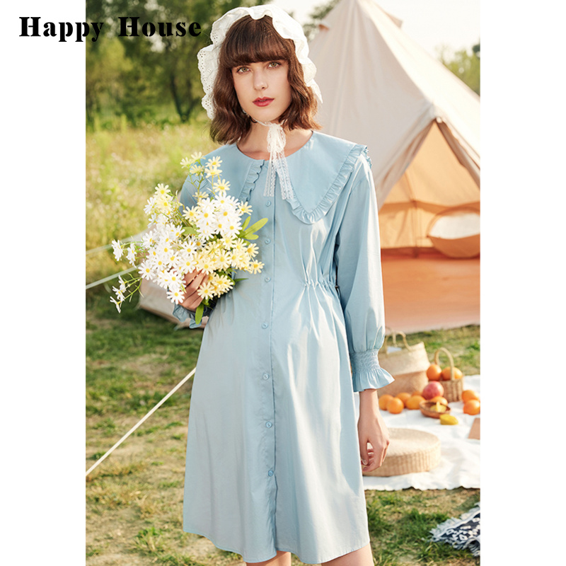 快樂屋復古風長袖大翻領連衣裙