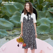 快乐屋孕妇针织拼接碎花仿两件连衣裙2026夏季 碎花孕妇裙 中长款