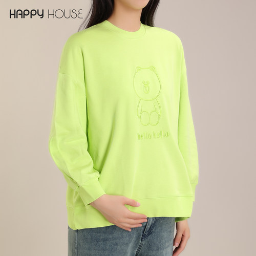 快乐屋小熊侧开衩孕妇卫衣