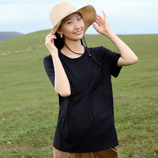 T恤潮妈孕妇装 快乐屋孕妇遮肚子不显怀上衣夏装 短袖 时尚 2026新款