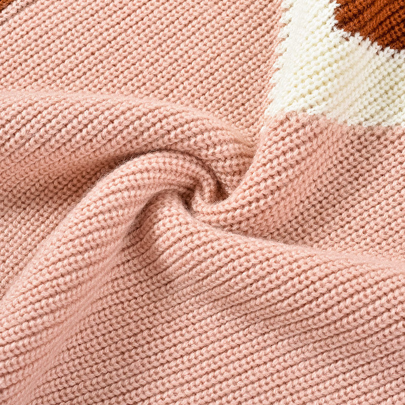 해피 하우스 출산 스웨터 2024 새로운 대비 색 울 스웨터 겨울 루즈 스타일 겨울 BOTTOMING TOP SHORT