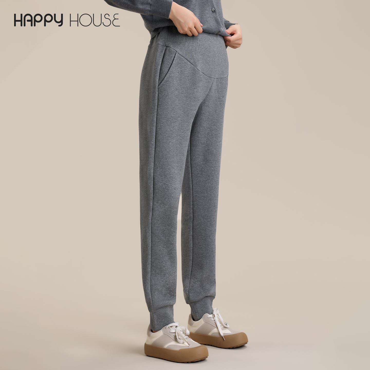 快乐屋加绒加厚束脚孕妇运动裤