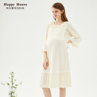 夏 孕妇哺乳衣薄款 快乐屋孕妇莫代尔可哺乳家居连衣裙2024新款 时尚