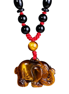 妙韵男女虎眼石大象吊坠挂件