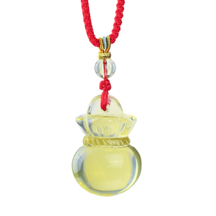 2026马年黄水晶钱袋吊坠吉祥物福袋黄色水晶饰品男女挂件项链礼物