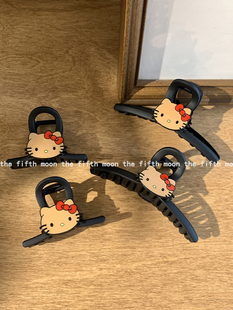 thefifthmoon可爱黑皮KT黑色抓夹后脑勺夹盘发夹拍照好看