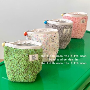 thefifthmoon奶茶加料 可爱温暖彩豆毛绒零钱包收纳包便携小包