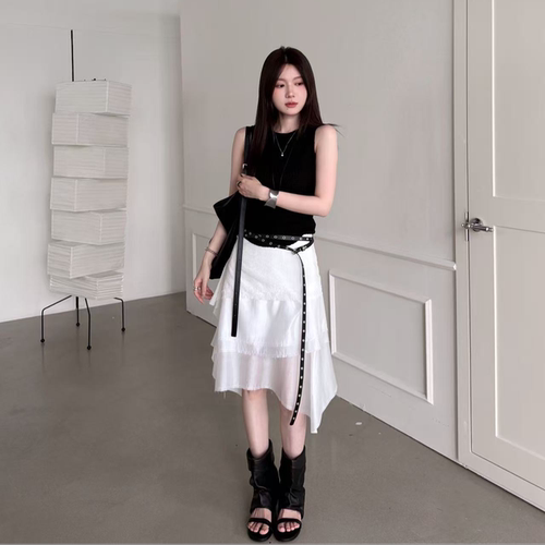 夏季新款不规则设计感多层半身裙女生超好看小个子修身百搭a字裙