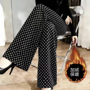 北极长毛绒裤子冬季新款微喇加绒女裤加厚保暖百搭中年妈妈筒裤