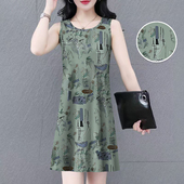 捡漏中长款 连衣裙内搭打底背心裙百搭裙子 新款 印花无袖 2025夏季