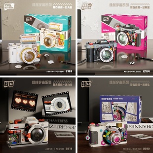 复古潮流数码双反照相机拼装积木模型桌面摆件收藏生日礼物玩具