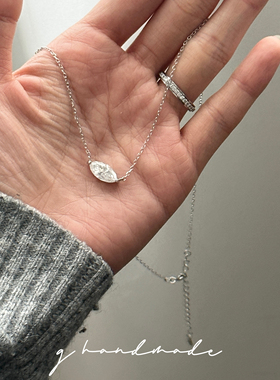 G HAMDMADE  莫桑钻马眼2克拉锁骨链925纯银镀白金项链可调节