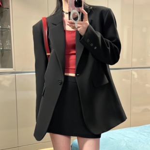 外套女2025新款 早秋西装 休闲女士黑色独特漂亮巨好看炸街小西服