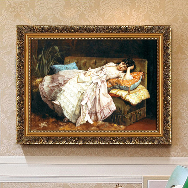 酒店装饰画卧室装饰画欧式人物挂画西方古典美女床头墙挂画有框画图片