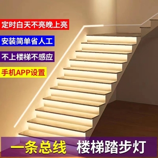 网红楼梯踏步灯智能感应楼梯台阶灯带led追光跑马流水灯梯步灯