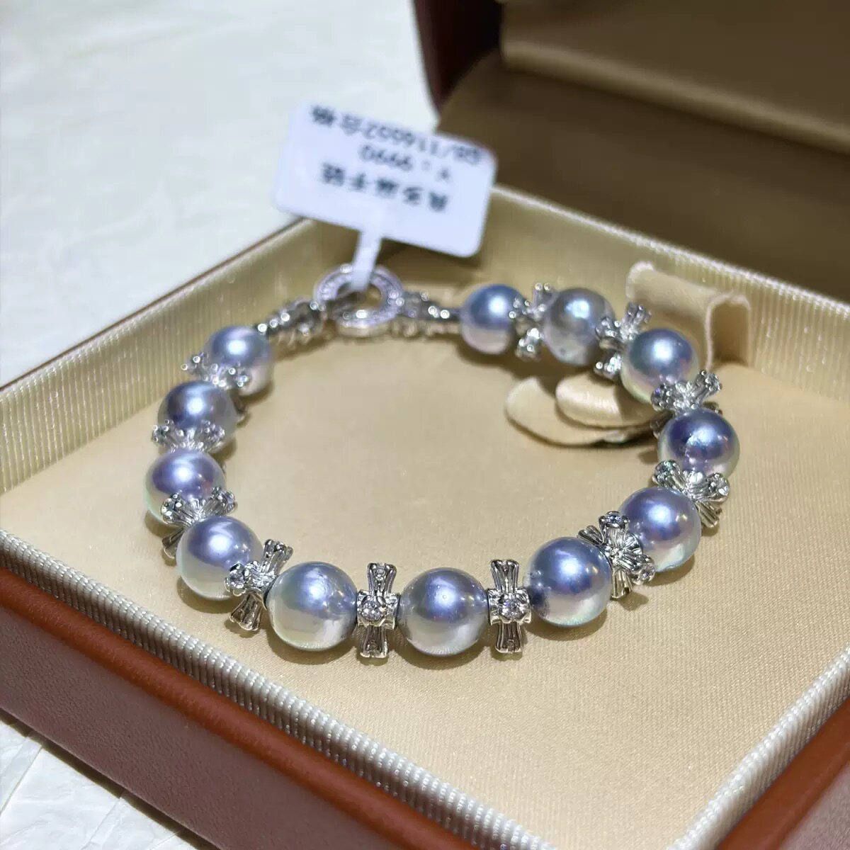 海水真多麻7-9日本akoya珍珠重工厚925银强光珍珠手链高级感轻奢