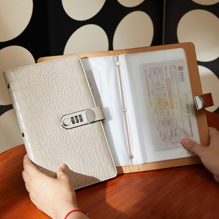 存单收纳本2026年新款银行储蓄收集册高端票据夹带密码定期存单专用夹家用支票多功能收纳神器存折存单收纳本