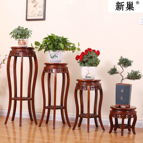 单个中式原木仿古吊兰花盆架特价