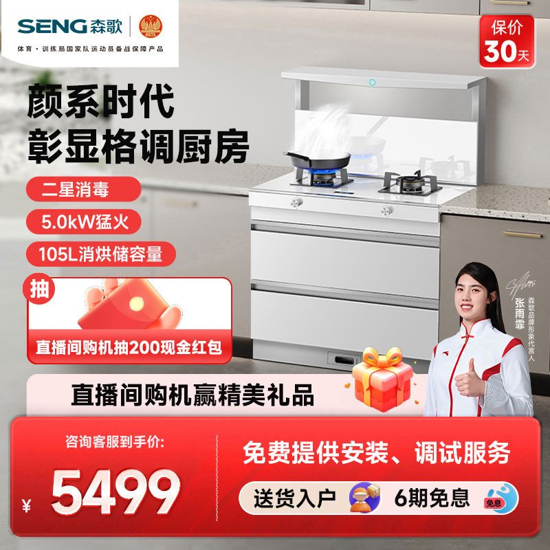 SENG 森歌 海豚系列 L1消毒柜集成灶家用一体灶大火力单向排烟