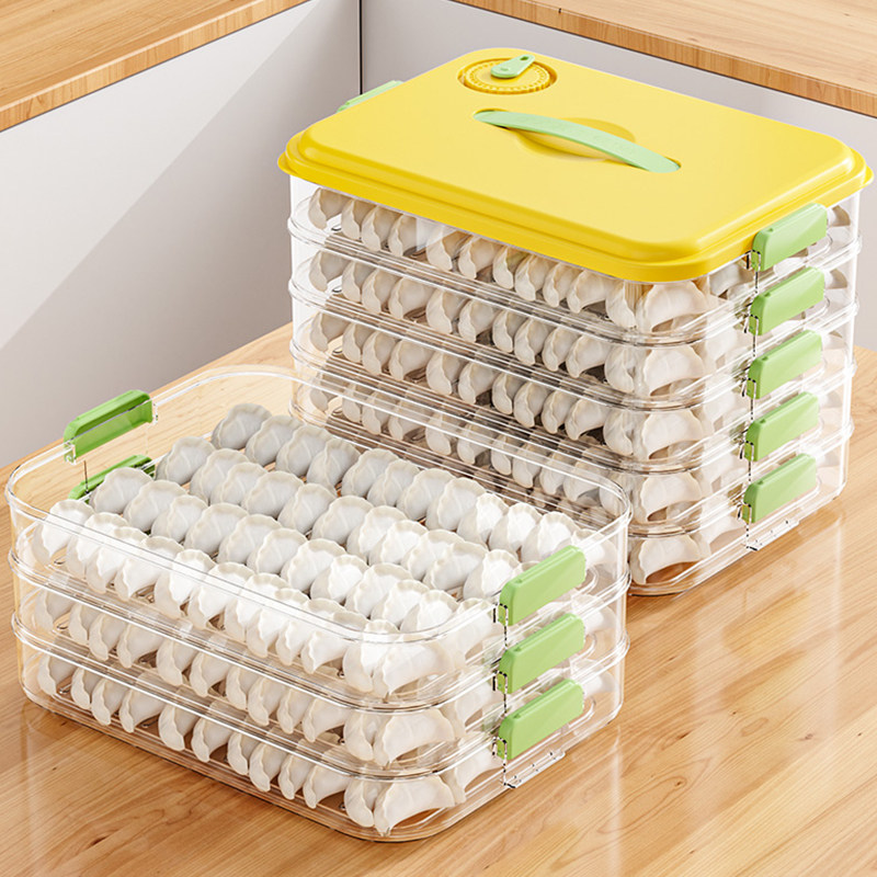 炊大皇饺子收纳盒冰箱用食品级速冻冷冻专用保鲜可手提多层防粘底