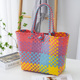 手工编织包菜篮子包少女甜妹日常通勤学院风彩色手提包沙滩度假包