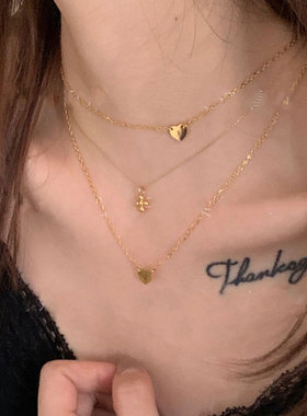 美哭ins项链可叠戴十字日常百搭